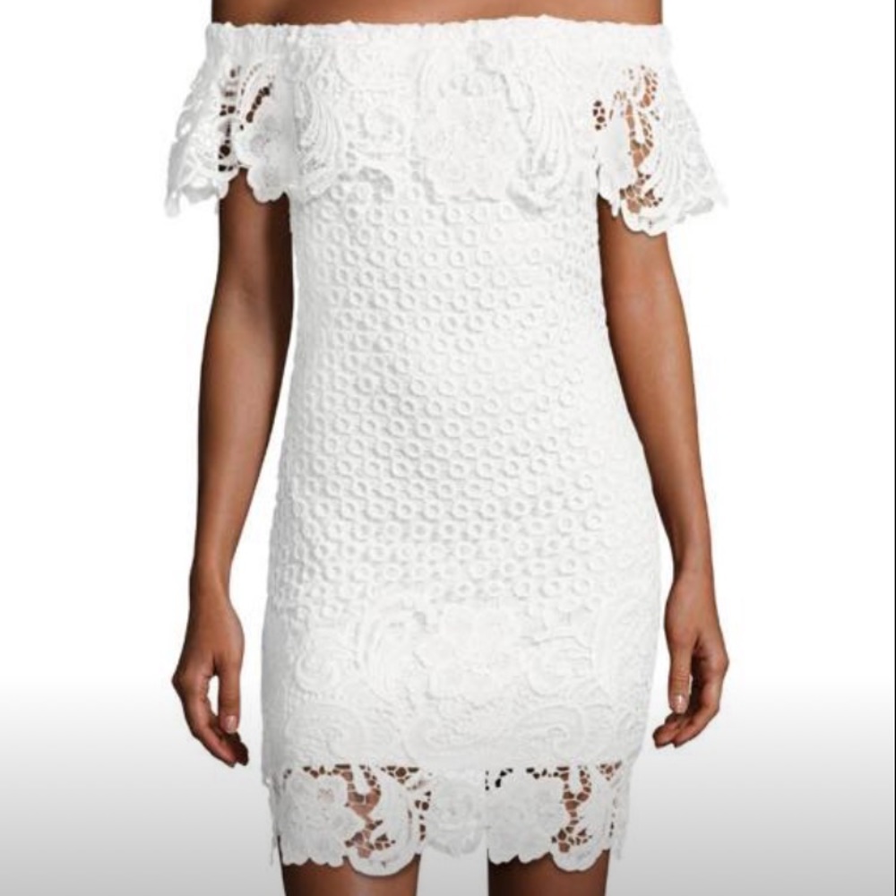 Off shoulder ivory crochet dress